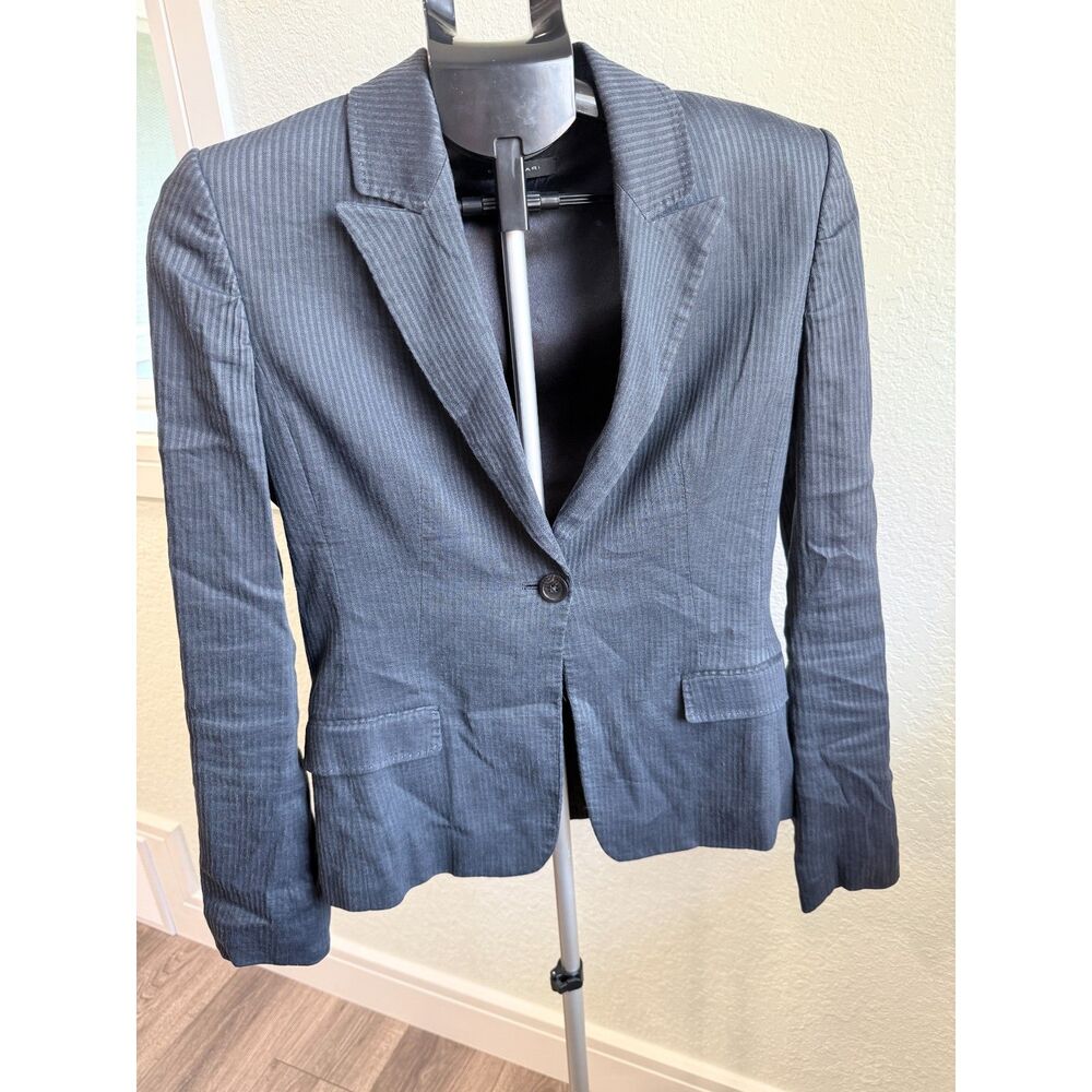 Elie Tahari Womens Linen Blend Pinstriped Suit Jacket Blazer Office Work Size 6